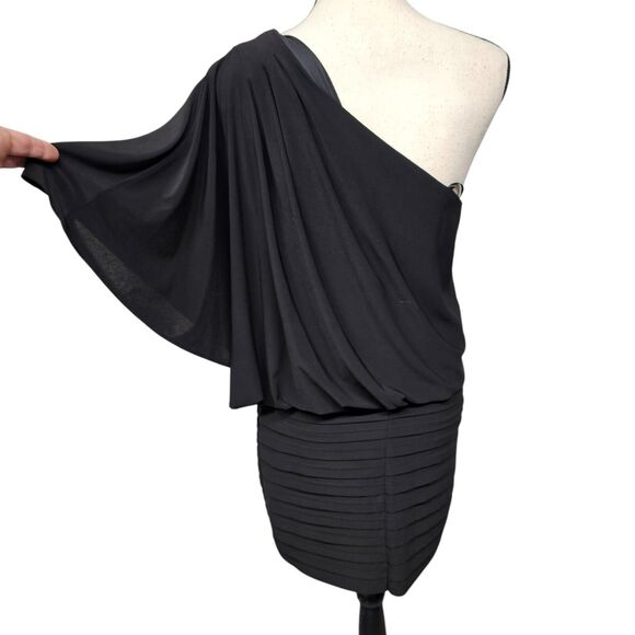 Vintage Xscape Women Y2K Dress Size 12 Pleated One Shoulder Mini Fairy Grunge - Picture 2 of 5